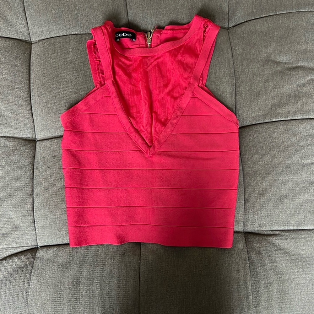 Vintage Y2K BEBE hot pink bandage crop top - medium